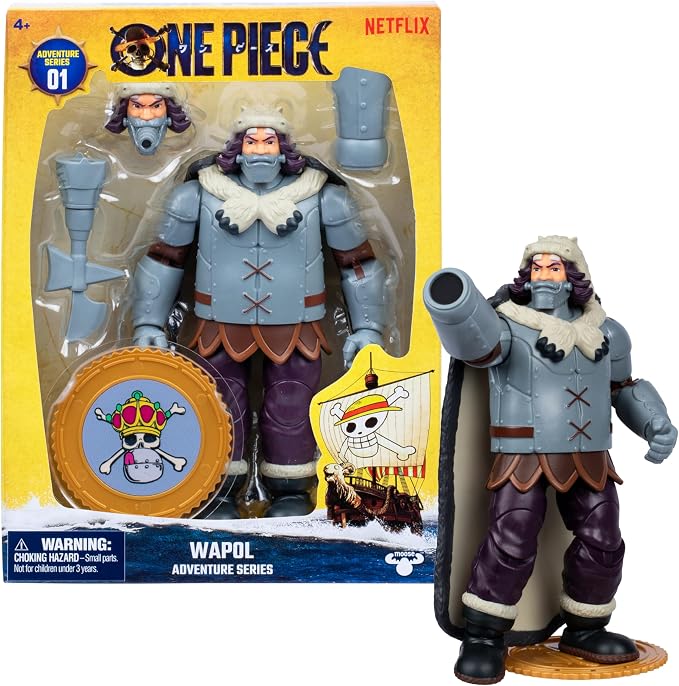 One Piece Wapol 6.5″ (16.5 cm) Action Figure with 4 Accessories. Includes Swappable Cannon Head, Detachable Arm Cannon, Cape, and Berry Coin Display Base