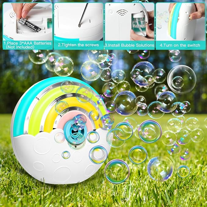 Astronaut Soap Bubble Machine Fireworks Bubble Machine for Kids 20000+ Bubble per Min/Lights/DIY Stickers/240ml Solution Automatic Bubble Machine Toy for Kids Summer Outdoor Party Wedding