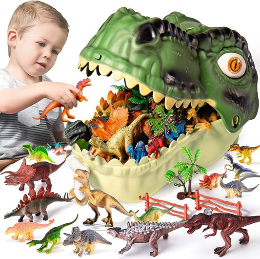 Dinosaur Toys for Kids 3-5,45PCS Realistic Jurassic Dinosaurs Figures with Eggs&Trees&Fence Playset to Create a Dino World,Educational Figures, Great Gift for Toddler Boys & Girls