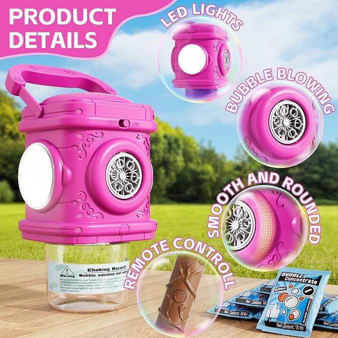 Bubble Machine for Kids, Remote Control Street Lamp Bubble Machine with Lights, Automatic Standing Bubble Tower, Outdoor Bubble Torch Toys for Wedding Summer Bubble Maker for Kids Ages 3 4 5 6 7 8 9