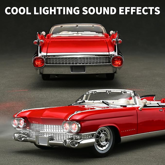 RZAPE Toy Car Models 1/24 Diecast Cars Eldorado Metal Model Car Carros De Coleccion,Model Cars Kits for Adults and Boys,Pull Back Car with Lights and Sounds,Toy Cars for Boys Age 4-7（Red）