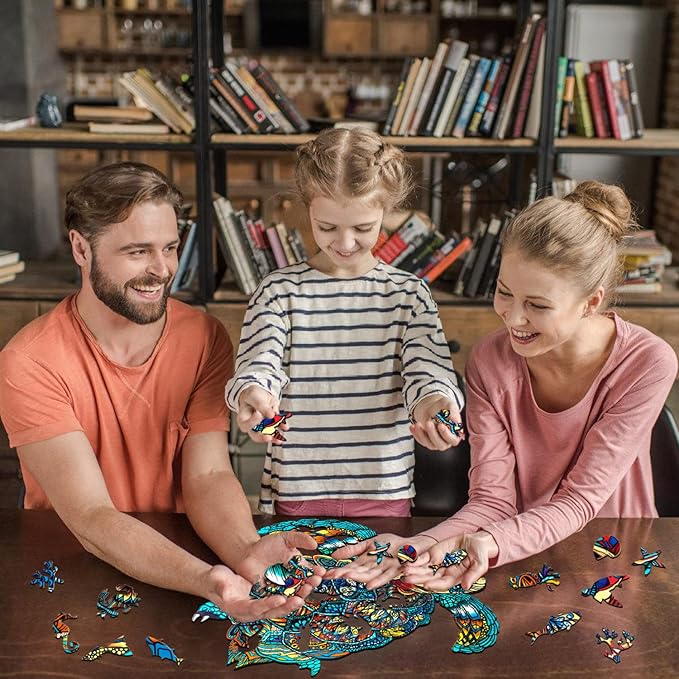 Jigfoxy Wooden Puzzles for Adults, Sea Turtle Wooden Jigsaw Puzzles,Unique Animal Shape Puzzles, Christmas Thanksgiving Gifts for Family Turtle Lover(XL-22.8 * 19.3in-568pcs)
