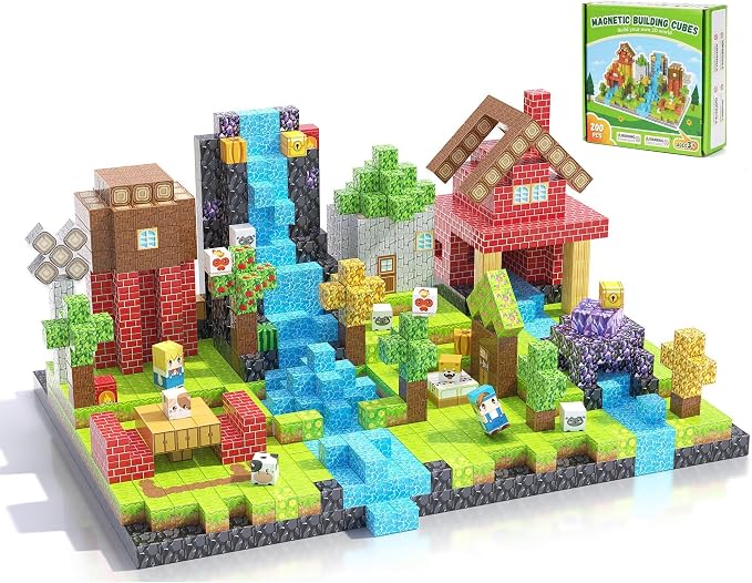 200PCS Magnetic Blocks, Magnetic Building Blocks, 0.63in Magnetic Building, STEM Game Stacking Toys for Kids, Birthday Gifts for Boys and Girls Age 3+ Years Old