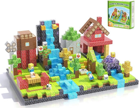 200PCS Magnetic Blocks, Magnetic Building Blocks, 0.63in Magnetic Building, STEM Game Stacking Toys for Kids, Birthday Gifts for Boys and Girls Age 3+ Years Old