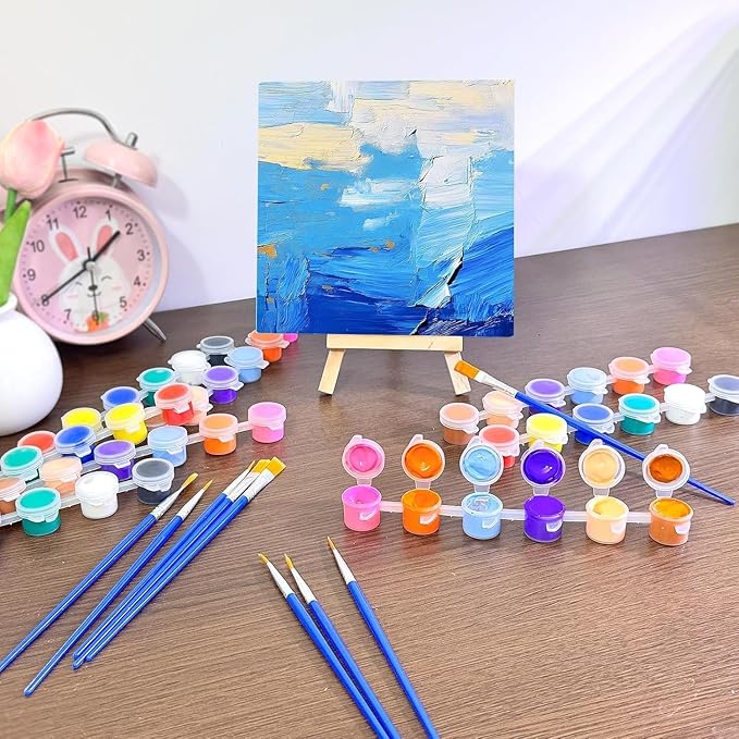 30 Pack Mini Acrylic Paint Set, 420 PCS Kids Paint Kit Container Strips Storage, 12 Colors Acrylic Paints Strips for Kids&Adults Craft Paint for Home Classroom Party Favors Paiting Gifts (420)