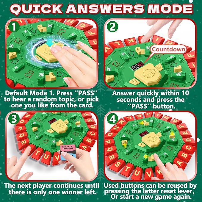Resflycheng Word Game Family Board Game with Digital Display Timer, 2 Modes, 35 Cards, Fun Fast-Paced 24-Letter Game for Kids & Adults, 2+ Players, Ages 3 & Up