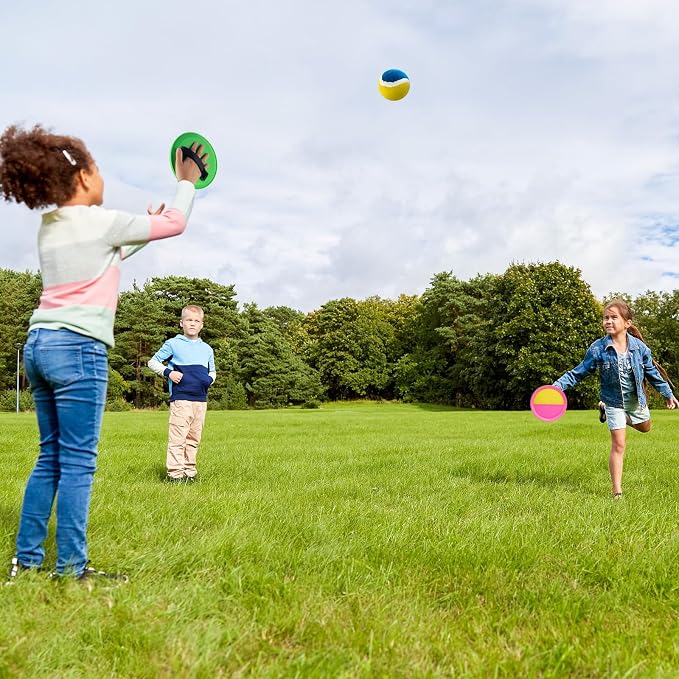 Weehoey Toss and Catch Ball Game Set for Kids Ages 4-8 – Outdoor Summer Toys for Backyard, Beach, Lawn – Fun Family Games, Birthday for Boys & Girls (Blue & Pink)