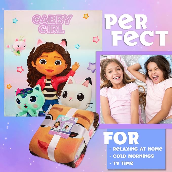 Gabby's Dollhouse Fleece Bed Blanket for Kids Super Soft Blanket Fleece Throws 59.1” x 51.2” Warm Blankets - Girls Gifts