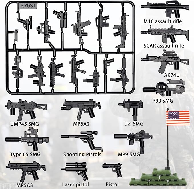 Weapons Pack Military U.S Weapons in The Game Toy Set - Weapons Accessories Weapon Battle Building Blocks Compatible with Major Brand, 3 Years Old and up