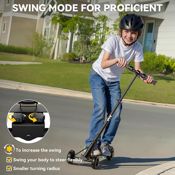 4-Wheel Electric Scooter for Kids w/ 250W Motor, Max 10 MPH & 8.5 Miles, Foldable E-Scooter for Kids with Rainbow Lights, LED Display, 5 Speeds & Adjustable Balance, UL-2272 Certified