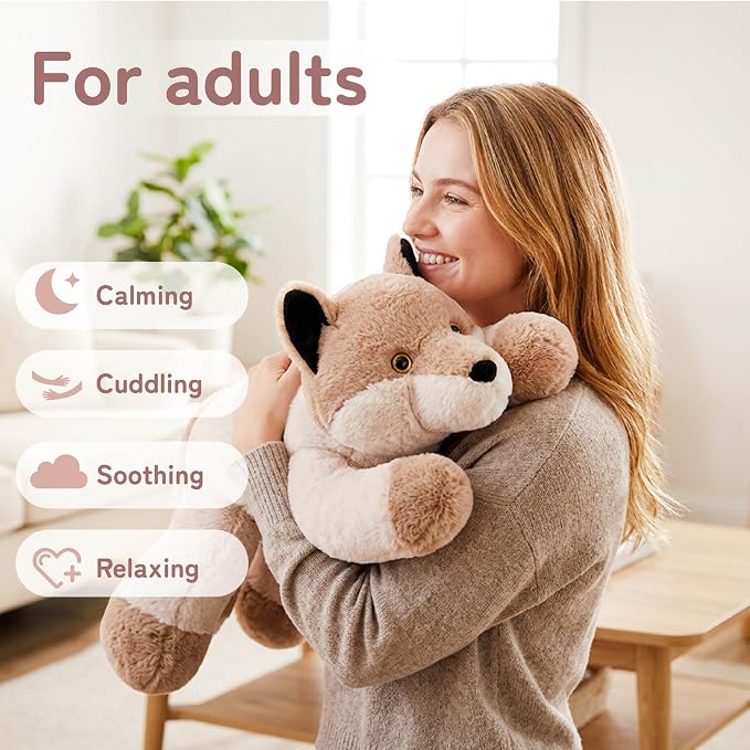 Niuniu Daddy 20" | 3.3lb Wolf Weighted Stuffed Animals for Kids & Adults, Weighted Plushies Pillow for Sleeping, Cute Lying Toy Large Huggable Gift for Everyday Comfort
