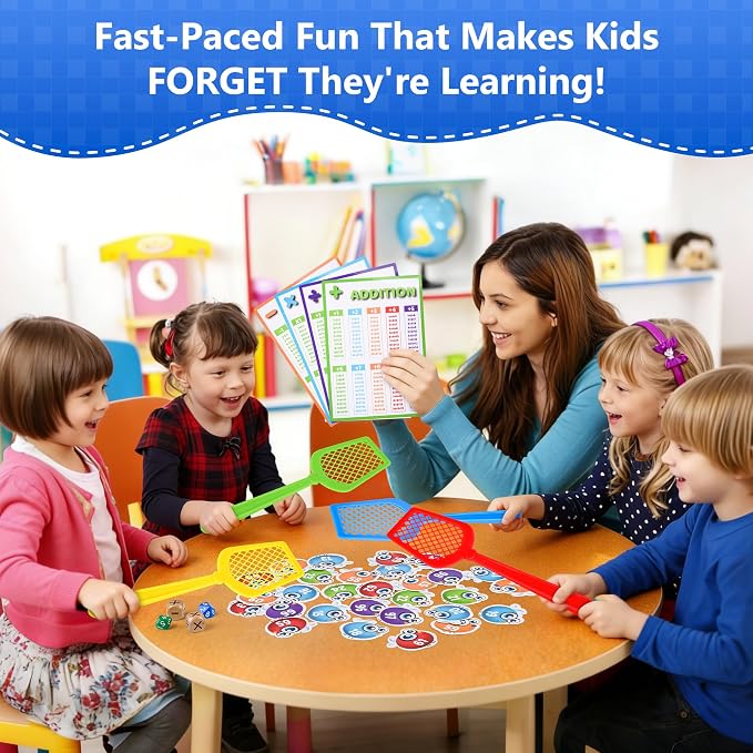 Math Swat Game for Kids, Addition Subtraction Multiplication Division, Number Recognition 1-100 Game, Math Manipulatives for Kindergarten 1st 2nd 3rd Grade, Homeschool Classroom