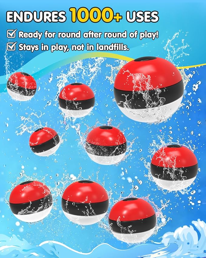 Reusable Water Balloons 12 Pcs, Refillable Self-Sealing Water Bombs, Quick Fill Silicone Water Balls for Kids, Non-Magnetic Splash Toys for Outdoor Summer Fun, Pool Beach Backyard Water Park Games