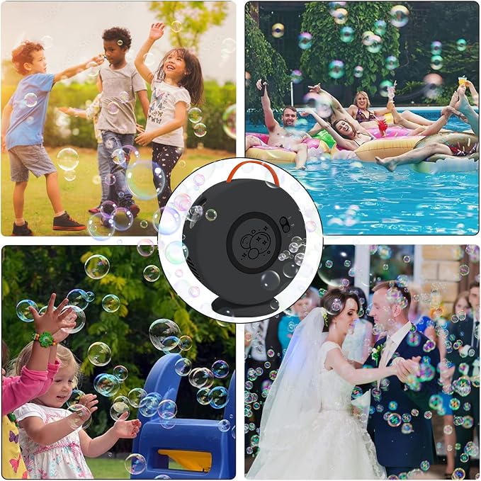 Bubble Machine Automatic Bubble Blower for Kids Toddlers Rechargeable Battery Portable Bubble Maker Electric Bubble Machine Auto Rotating 90°/360° Outdoor Toy for Easter and Birthday Gift