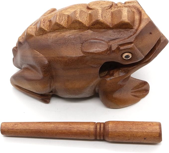 BSIRI 5" Wooden Frog Rasp - Musical instruments of Africa Frog Rasp Super Guiro Percussion Frog Wood Block Instrument of Frog Noise Maker Cool Music Gifts Ideas Fun Instruments for Adults and Kids
