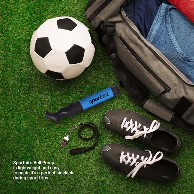 SPORTBIT Ball Pump for Sports Balls - Push & Pull Inflating System - Hand Pump for Exercise Balls - Volleyball Pump, Basketball Inflator, Ball Air Pump - Goes with 5 Needles Set