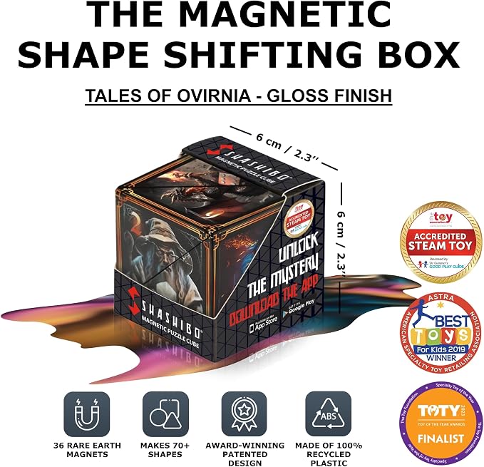 Shashibo Sensory Fidget Toy for Adults & Kids, Stress Relief Fidget Toy for Adults, Teens & Kids, Cool Fidget Toys for Desk, Classroom Must Have, Sensory Shape Shifting Cube, 100+ Possible Shapes