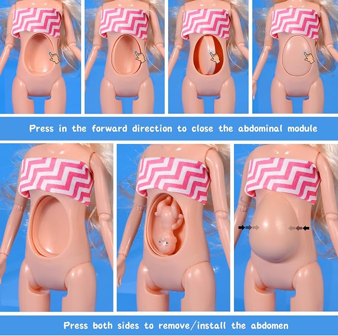 Family Dollhouse Dolls Playset - 6 People with Dollhouse Pets Included Pregnant Mom Dad 3 Kids and Accessories for 3-12 Years Old Toddlers Gift