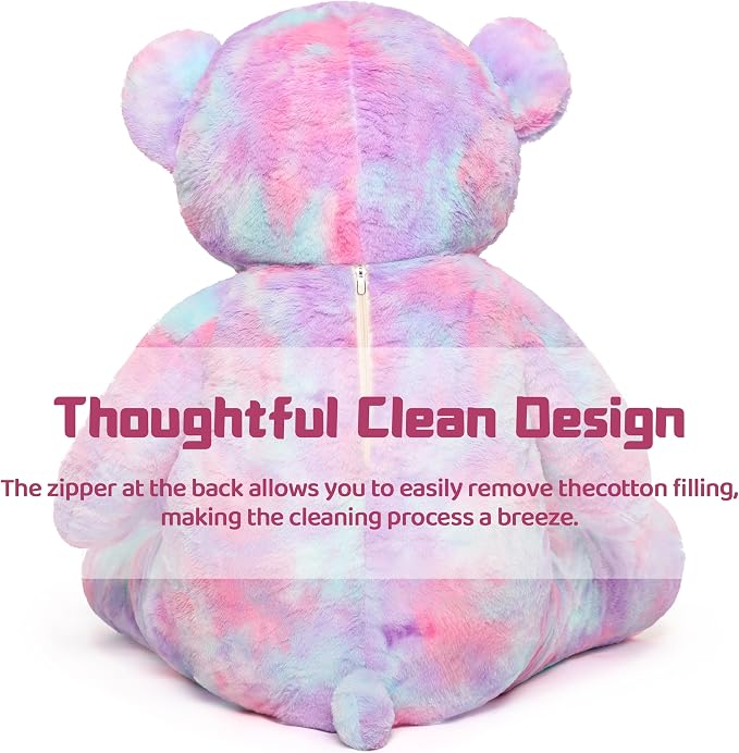 Tezituor Big Teddy Bear,Giant Rainbow Purple Teddy Bear Stuffed Animal,59 Inches Soft Plush Bear Toys,Girlfriend Baby Shower Life Size Bears Gifts for Valentines,Christmas,Birthday 5 Feet