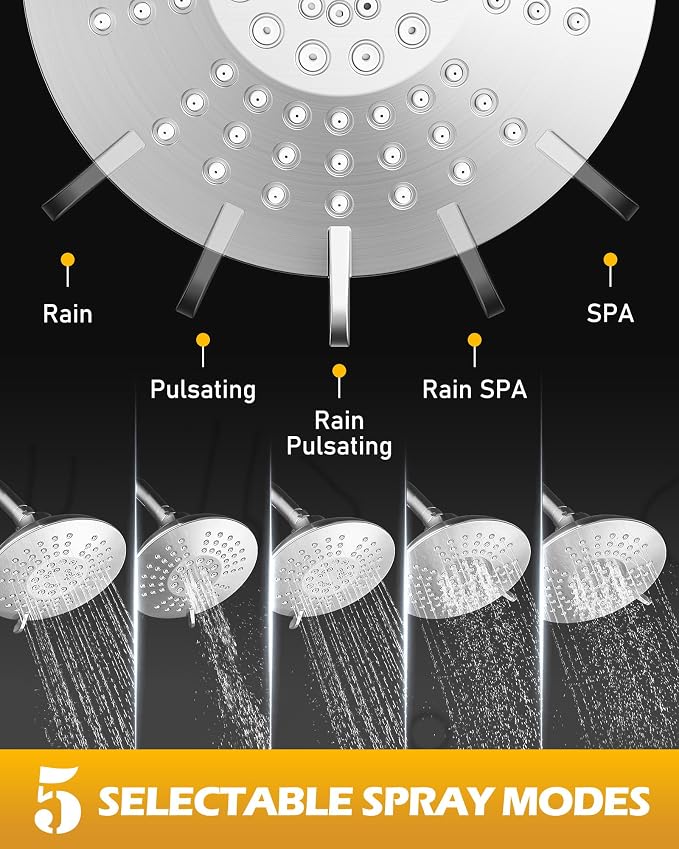 WOWOW Brushed Nickel Shower Tub Kit Brass Shower Faucet Set with Tub Spout and 6-Inch Rain Shower Head, Single Handle Tub and Shower Trim Kit, Shower Valve Include