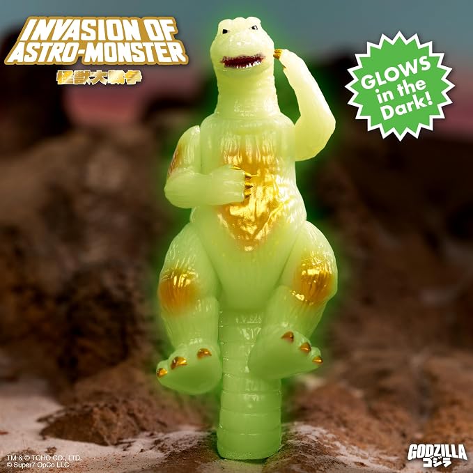 Super7 Toho Godzilla '65 Victory Celebration (Glow in the Dark) Reaction Figure - 3.75" Toho Godzilla Action Figure Classic Monster Movie Collectibles and Retro Toys