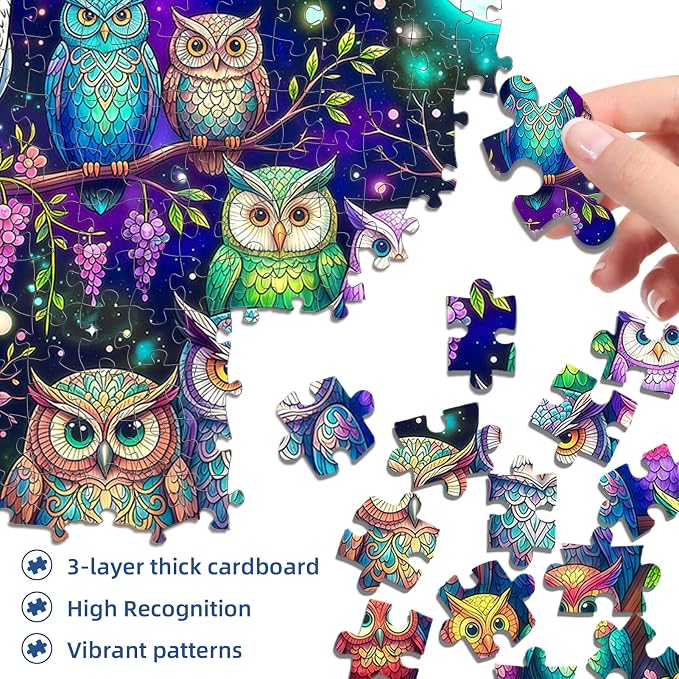 Moonlit Owls Puzzles for Adults 1000 Pieces,Impossible Challenging Jigsaw Puzzles for Adults,Mystical Night Forest Wildlife,Serene Moonlight Wall Art Decor, Stress Relief Gifts for Nature Lovers