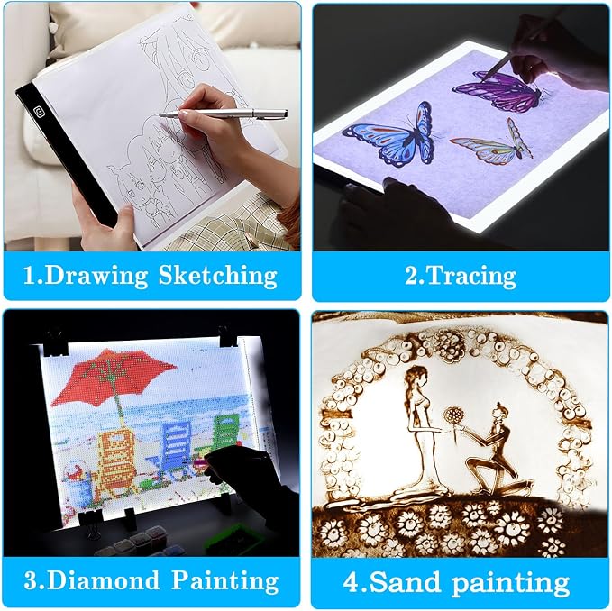 Ratukall 183PCS A4 Diamond Painting Light Pad Kit, Light Board for Diamond Painting Accessories, Tracing Light Box with 5D Painting Tools Set for Full Drill & Partial Drill Art