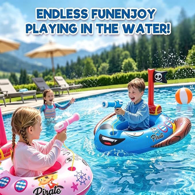 Kids Pool Floats with Water Gun, Toddler Inflatable Pool Toys for Kids Age 3-8 Years Old, Summer Outdoor Water, Beach, Swimming Pool Toys Gift for Boys and Girls