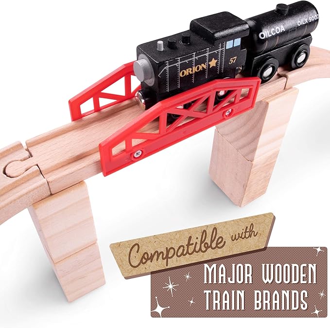 Conductor Carl Wood Train Track Bridge Expansion Pack| Compatible with Most Train Tracks| 11 Count (Pack of 1)