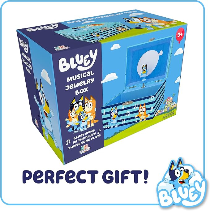 Bluey Jewelry Box for Girls Musical Jewelry Box with Spinning Figurine, Bluey Toys for Kids Ages 3-5 Plays Bluey Theme Song
