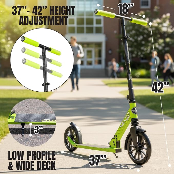 Kick Scooter for Kids, Teens & Adults - Lightweight Durable Frame, Smooth Ride, Sturdy Deck - Fun Rides for All Ages - Madd Gear