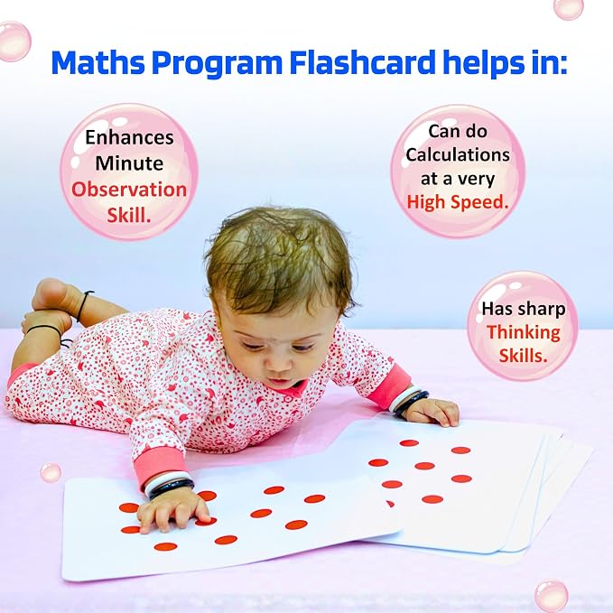 Hungry Brain Red Dots Math Flash Cards for Kids Ages 3-10 – Addition, Subtraction, Multiplication & Division Learning Cards – Educational Math Flashcards for Kindergarten, Homeschool, Classroom