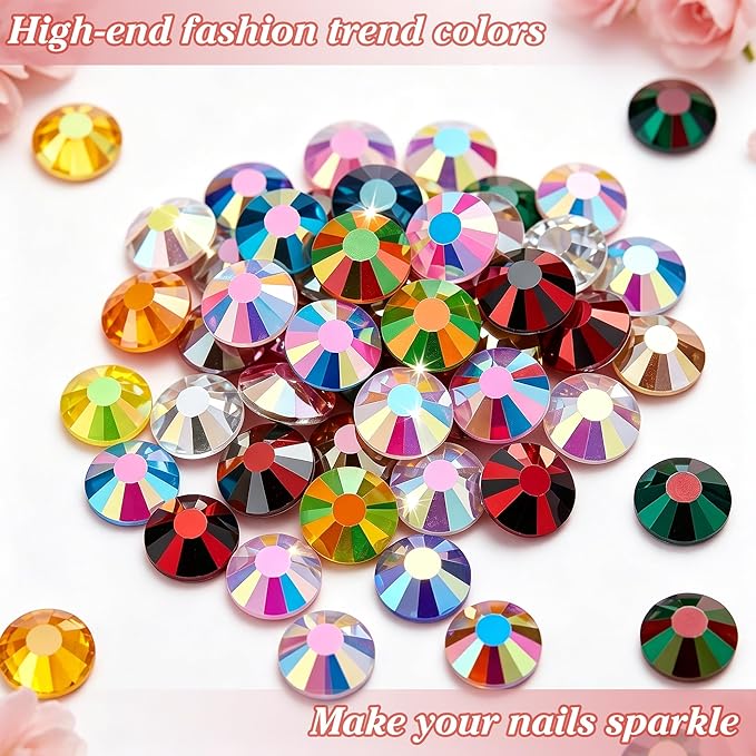 Artdone 36000Pcs Resin Rhinestones 3mm Jelly AB 28Colors for Bedazzling Glitter Kit DIY, Multicolor Crystal Diamond Pearls with 3Pcs 10ml B7000 Jewelry Glue for Bedazzled Nail Art Supplies Decoration
