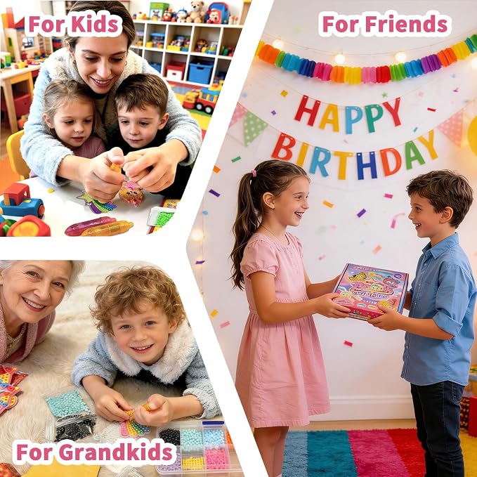 VattaFrast 30 Colorful Templates,Magical Bead Painting, Birthday Gift for Girls & Boys Ages 4-12 Years Old, 10 Bead Pens, Creative Arts Crafts Activity for Kids