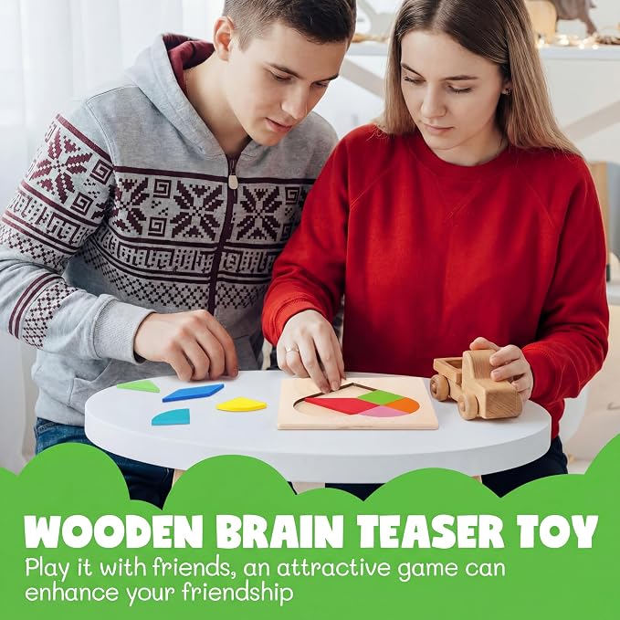 Yunsailing 3 Pack Large Wooden Blocks Puzzles Hexagon Tangram Puzzle Wooden Russian Brain Puzzles for Adult Challenge Teasers Geometric Jigsaw Logic Iq STEM Educational Gift Graduation(Novel)