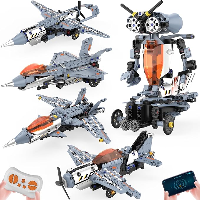 STEM Robot Building Set, 5-in-1 Remote & APP Controlled Robot Toys for Kids Ages 6-16, 334 Pcs DIY Building Blocks Engineering Science Educational Kit, Birthday Gift for Boys Girls