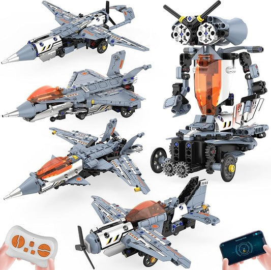 STEM Robot Building Set, 5-in-1 Remote & APP Controlled Robot Toys for Kids Ages 6-16, 334 Pcs DIY Building Blocks Engineering Science Educational Kit, Birthday Gift for Boys Girls