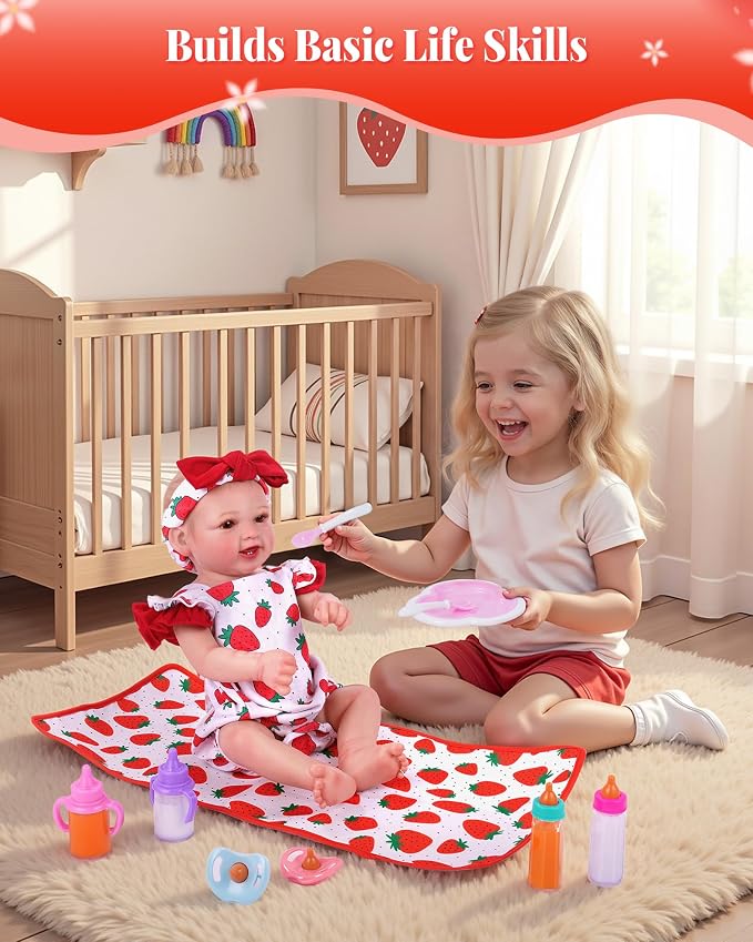 BABESIDE 14 Pcs Baby Doll Accessories with Magic Bottles, Baby Doll Diaper Bag Set Includes Changing Mat, Diapers and Bottle with Disappearing Milk for 12-16 Inches Dolls Kids Gift