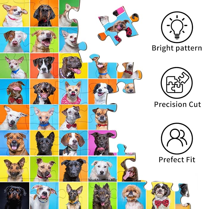 Puzzles for Adults 1000 Pieces, Jigsaw Puzzle, Dog Photo Booth, Fun Challenging Game, Interlock Perfectly No Dust, Gifts for Father's Mother’s Day