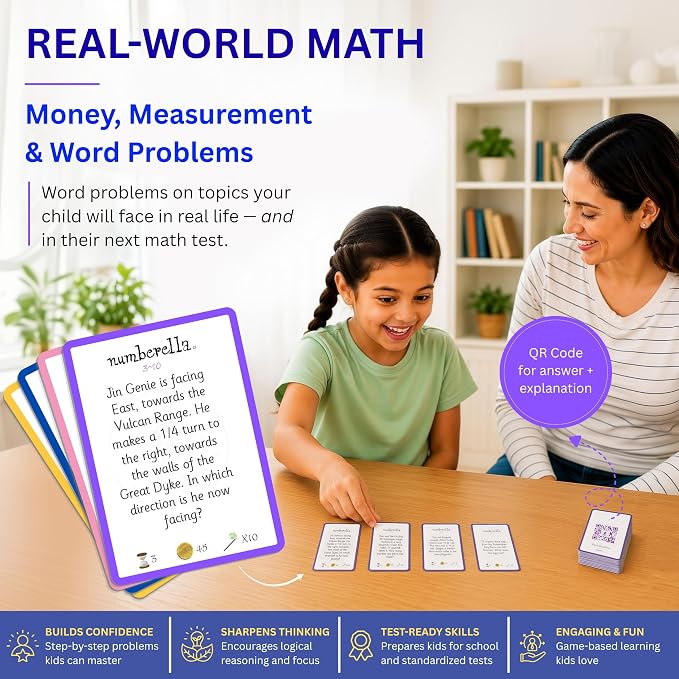 Numberella Deluxe Math Card Game for Kids – Level 1 | Ages 7–10, Grades 2–4 | Mental Math & Times Tables | Award-Winning Data-Proven STEM Game | Family, Homeschool & Classroom | 432 Questions