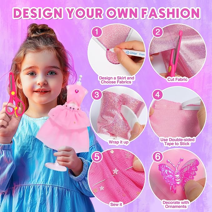 Sunrad 1500+ PCS Fashion Designer Kits for Girls with 6 Mannequins, DIY Arts & Crafts Sewing Kit for Kids Doll Clothes Making Toys, Birthday Gifts for Girls Age 6 7 8 9 10 11 12+