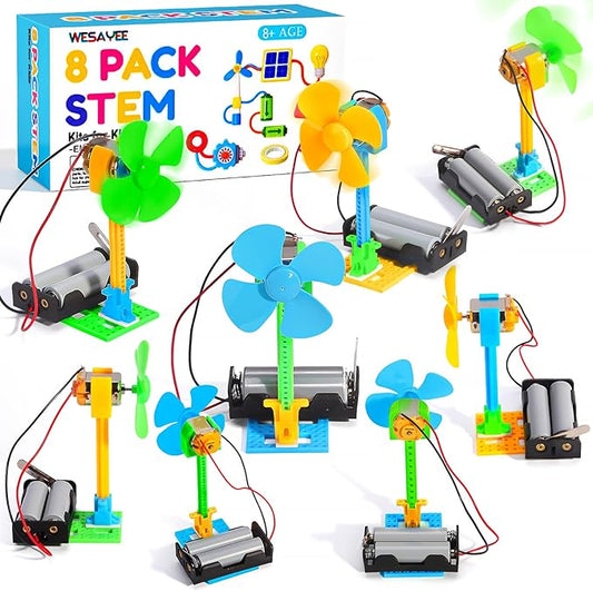 Bulk STEM Kits - 8 Set Electrical Fans, Girls Boys Crafts Science Kits for Kids Age 8-12, STEM Toys for Boys 6-8 8 10 12 13 Classroom, Engineering Activities Experiments Projects Circuit Sunmmer Toys