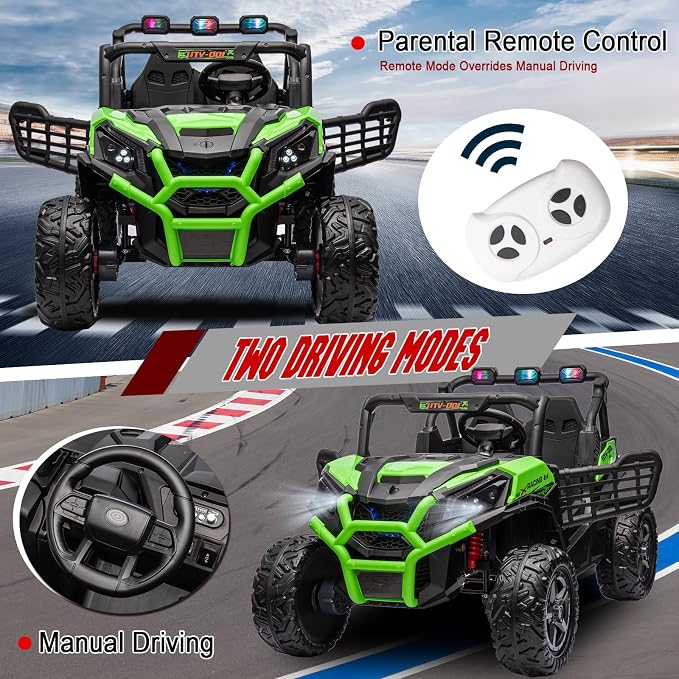 4WD UTV 24V Ride On Toys for Big Kids Ride On 2 Seater Ride On Toys Kids | 2 Seater Ride On Car for Kids Side-by-Side UTV Electric Cars for Kids Electric Ride Car Ride On Toys for Kids 4-8