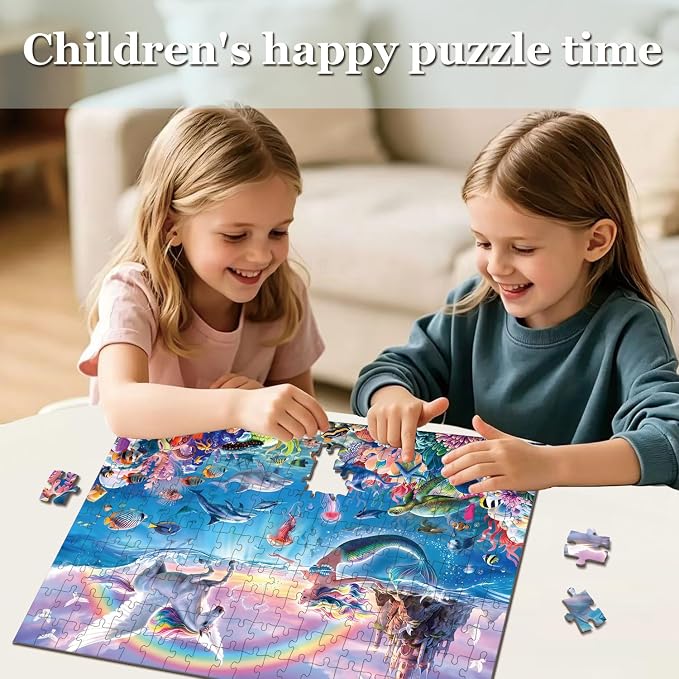 Puzzles for Kids Ages 6-8 8-10 Year Old - Mermaid Unicorn Puzzle for,200 Piece Jigsaw Puzzle for Learning Educational Puzzles Toys for Boys and Girls