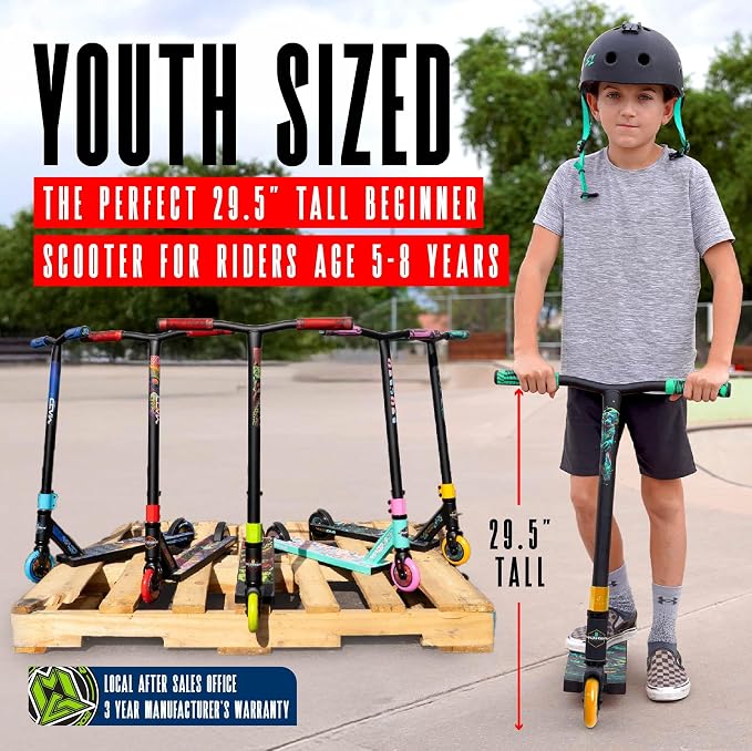 Pro Stunt Trick Scooter for Kids Ages 5-12 – Lightweight Durable Freestyle Kick Scooter for Skatepark and Street – Easy Assembly – Madd Gear MG2