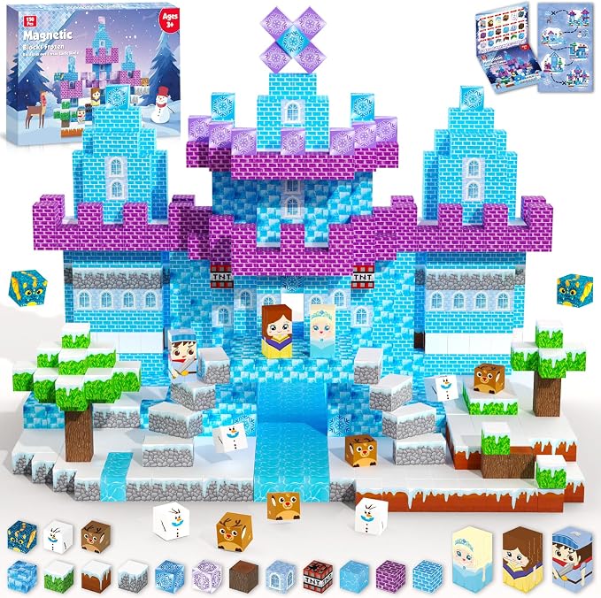 ToyUnited 150PCS Magnetic Blocks - Magnet Building Blocks, Magnet Cubes Tiles Princess Castle Toy, STEM Montessori Sensory Stacking Toys Birthday Gift for Kids Ages 3 4 5 6 7 8 9 10+ Years Old