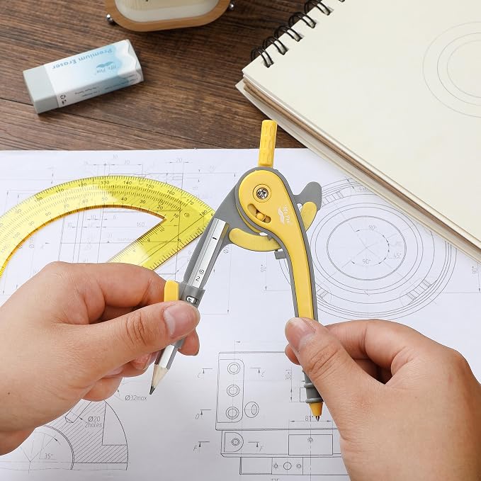 Mr. Pen- Geometry Compass and Protractor Set, 6 Inch Compass | 6 Inch Protractor, Drawing Tool for School, Clear Plastic, Easy Grip, Precision Design for Math, Art, Drafting, Architecture