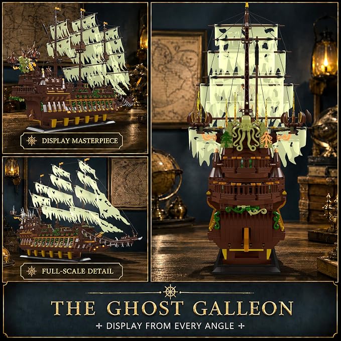 Mould King 13197 Pirate Ship Building Toy, MOC Flying Dutchman Model Ship Boat, Toy Building Sets for Adults, Halloween Decor Christmas Birthday Gifts for Teens Collections (4364 Pieces)