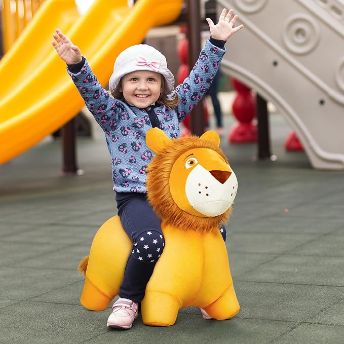 Lion Bouncy Hopper Horse, Inflatable Plush Hopping Toy, Bouncing Animal Hopper for Toddlers, Fun Ride-On Toy for Kids 18 Months-6 Years, Indoor & Outdoor Play, Great Gift Boys Girls