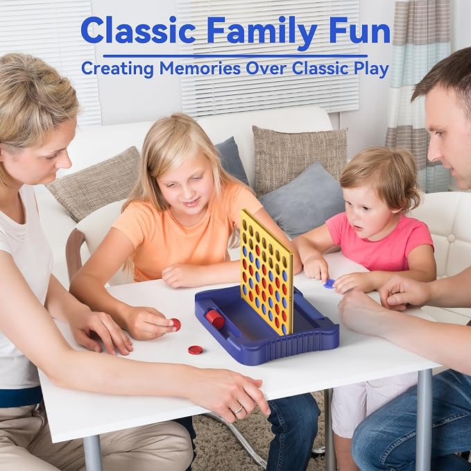 Pup Go 4 in a Row Game Large, Board Game for Kids, Four in a Line, Line Up 4, Classic Family Fun Games for 3 4 5 6 7 8 9+ Year Old Children Boys Girls Adults Yellow (6 Spare Discs Included)